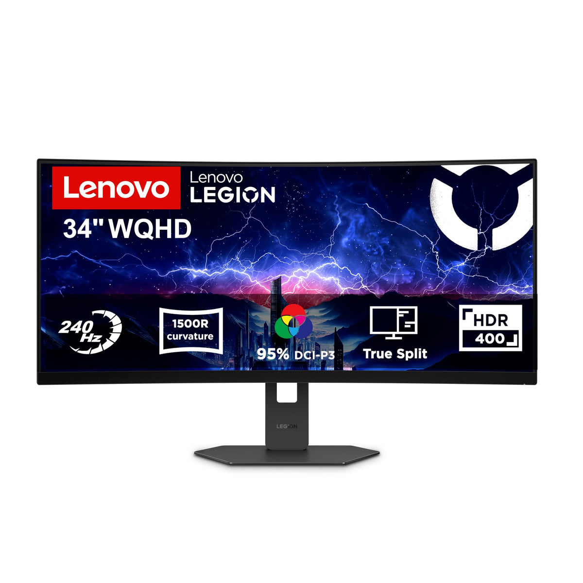 Lenovo Legion 34W-2c | 34" WQHD Gaming Monitor | 3440×1440 | 21:9 | 240 Hz | 0.05ms Response Time | HDMI 2.1 | DisplayPort | 3-Sided Adjustable Panel | AMD FreeSync Premium | Black - 68F6GACBE5