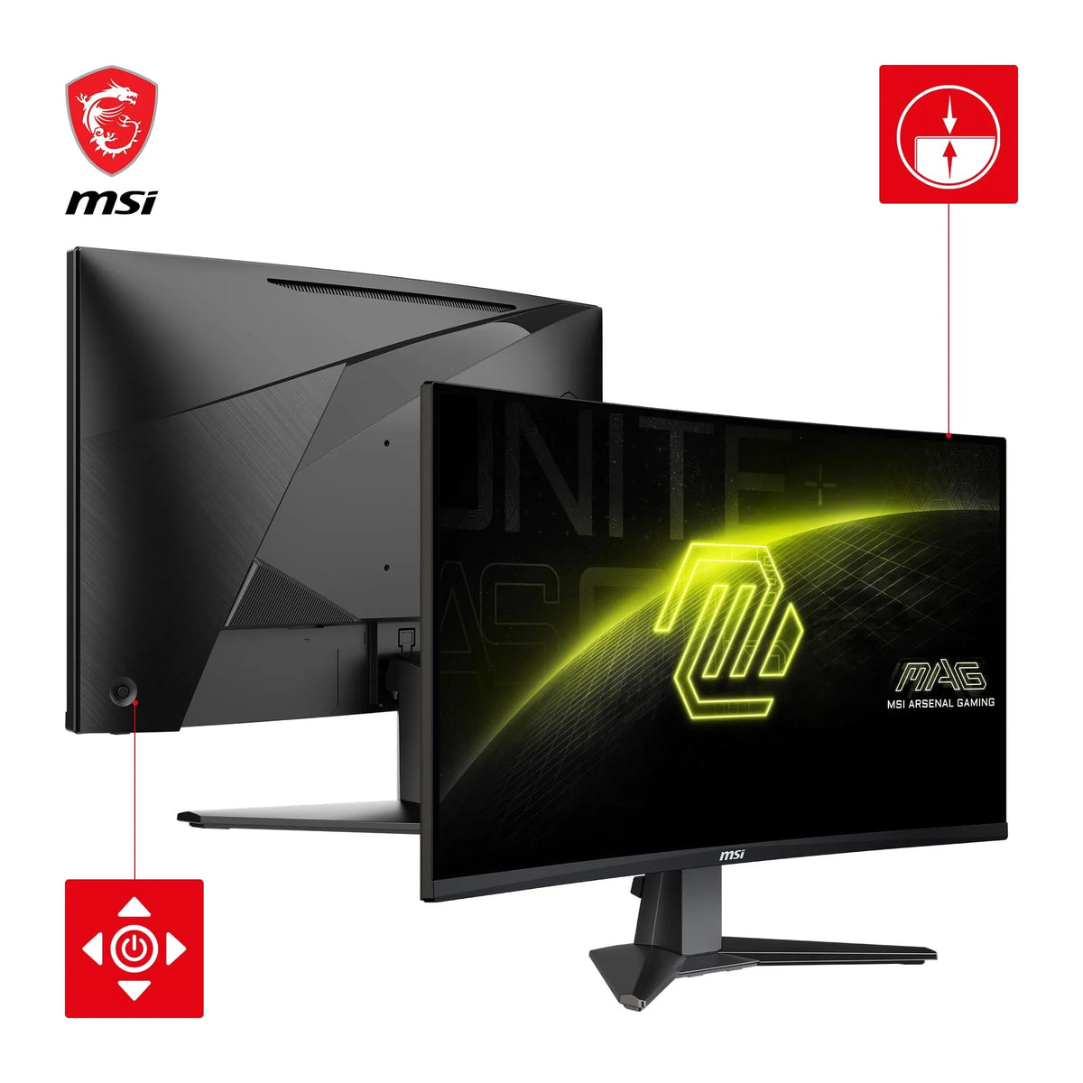 MSI MAG 27CQ6FA Monitor de gaming curbat de 27 inch WQHD – 1500R 2560 x 1440 Rapid VA-Panel, 180 Hz / 0,5 ms (GtG, min.), Adaptive-Sync – DP 1.4a, HDMI 2.0b CEC - 4711377389518