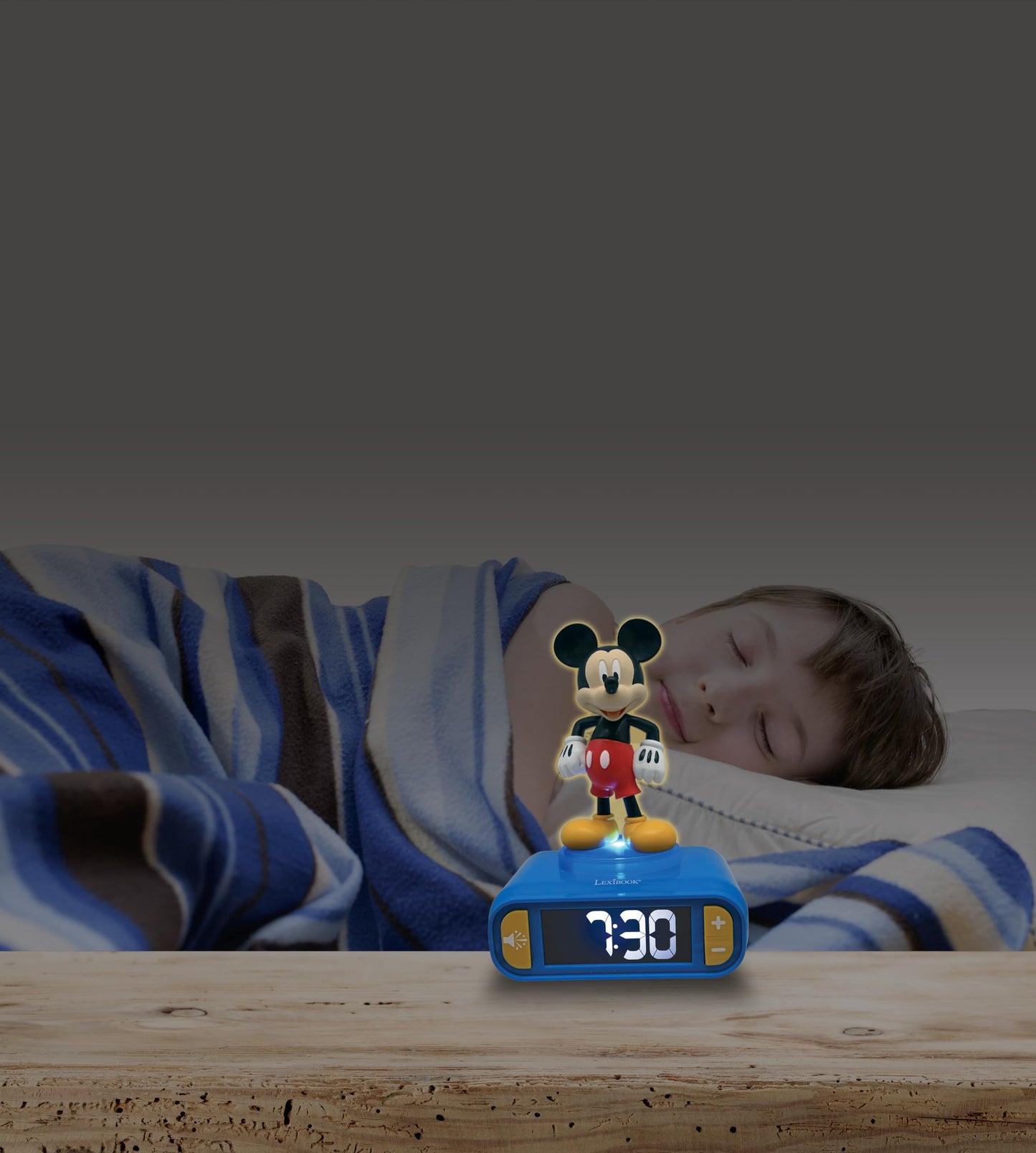 Lexibook, Disney Mickey, Alarm Clock with Night Light, Sounds and Melodies, Backlit LCD Display, Illuminated, Snooze Function, Blue, RL800MCH