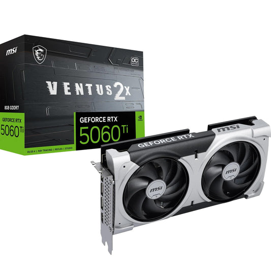 MSI GeForce RTX 5060 Ti 8G Ventus 2X OC Plus - 8GB GDDR7 (28Gbps/128-bit), PCIe 5, Boost: 2602 MHz, HDMI 2.1b, DisplayPort 2.1b, Extra Core Pipes - V536-001R