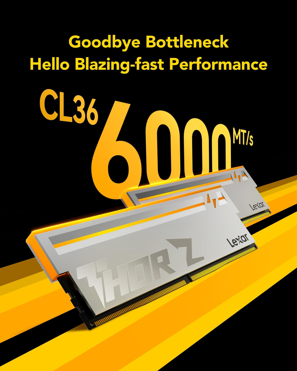 Lexar THOR Z Series RGB DDR5 RAM 32GB Kit (2x16GB) 6000 MHz CL36, DRAM 288-Pin UDIMM Desktop Memory, High Performance Gaming Computer Memory Supports Intel XMP 3.0/AMD Expo, On-Die ECC, 1.4V Silver - LD5U16G60C36EV-RGD