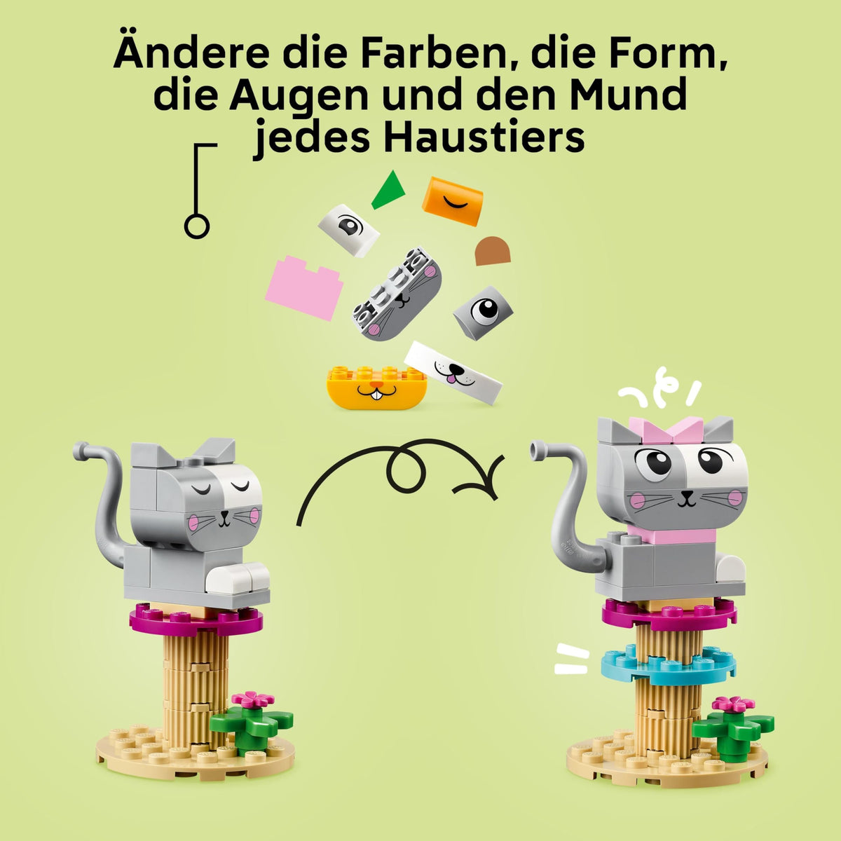 LEGO Classic Creative Pets - Set de cărămizi colorate - Construiește figurine de câine, pisică, iepure, hamster și pasăre - Kit de arte și meșteșuguri pentru băieți și fete de 5 ani și peste - Idee de cadou - 11034
