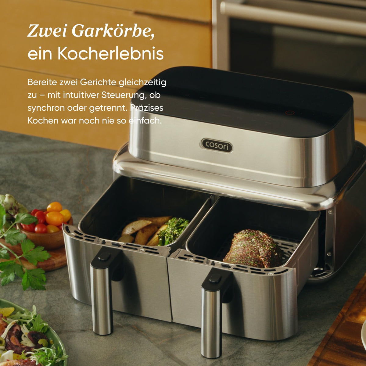 Cosori Airfryer, Iconic Dual, 96% Metal, with nearly plastic-free design - CAF-SE901S-CEU