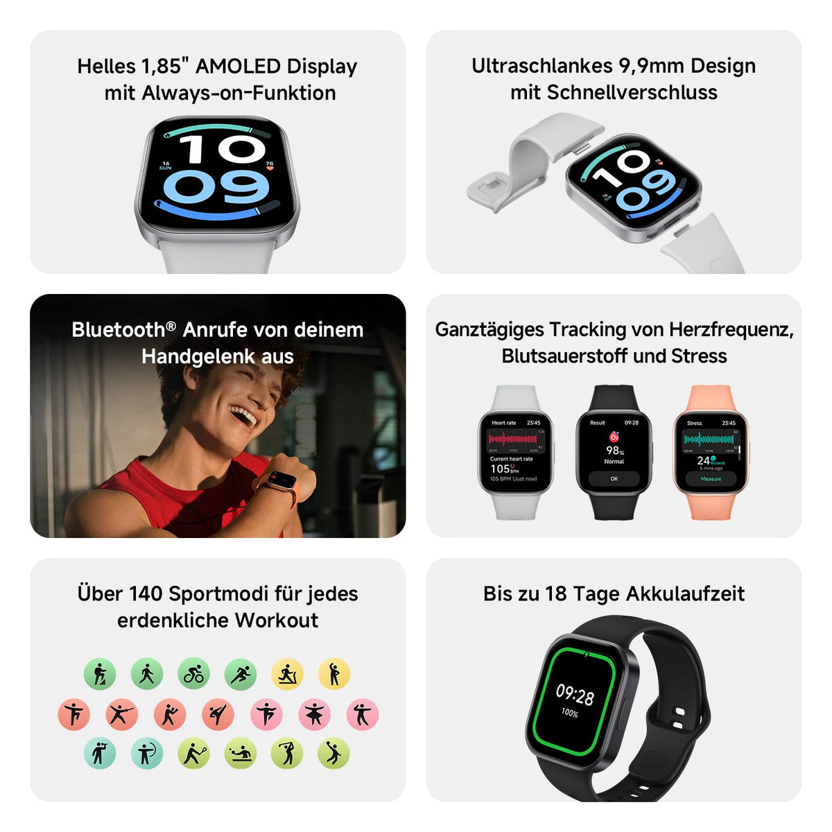 Xiaomi Redmi Watch 6 Active, monitorizare fitness, 18 zile autonomie, negru - BHR09CZGL