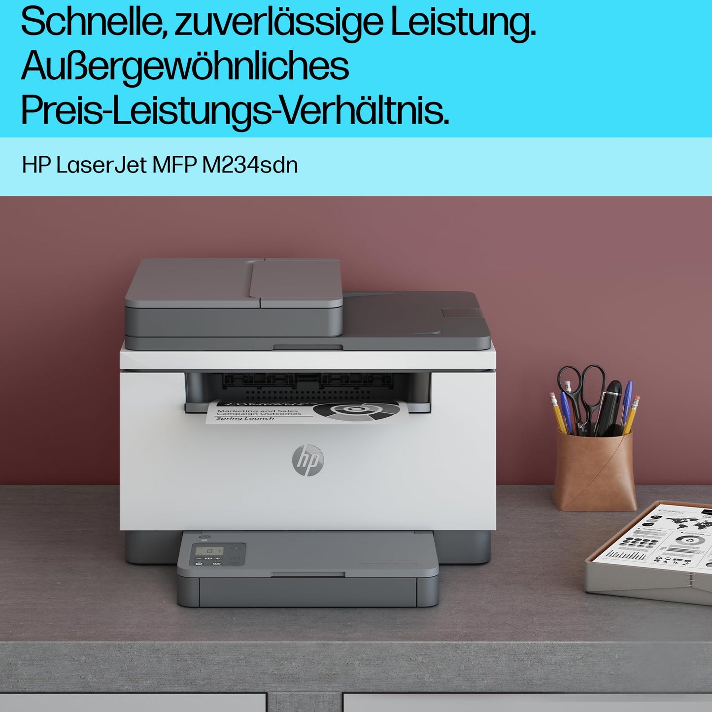 HP LaserJet MFP M234sdn multifunction laser printer, printer, scanner, copier, document feeder, LAN, duplex, gray-white, 29 ppm - 9YG02F