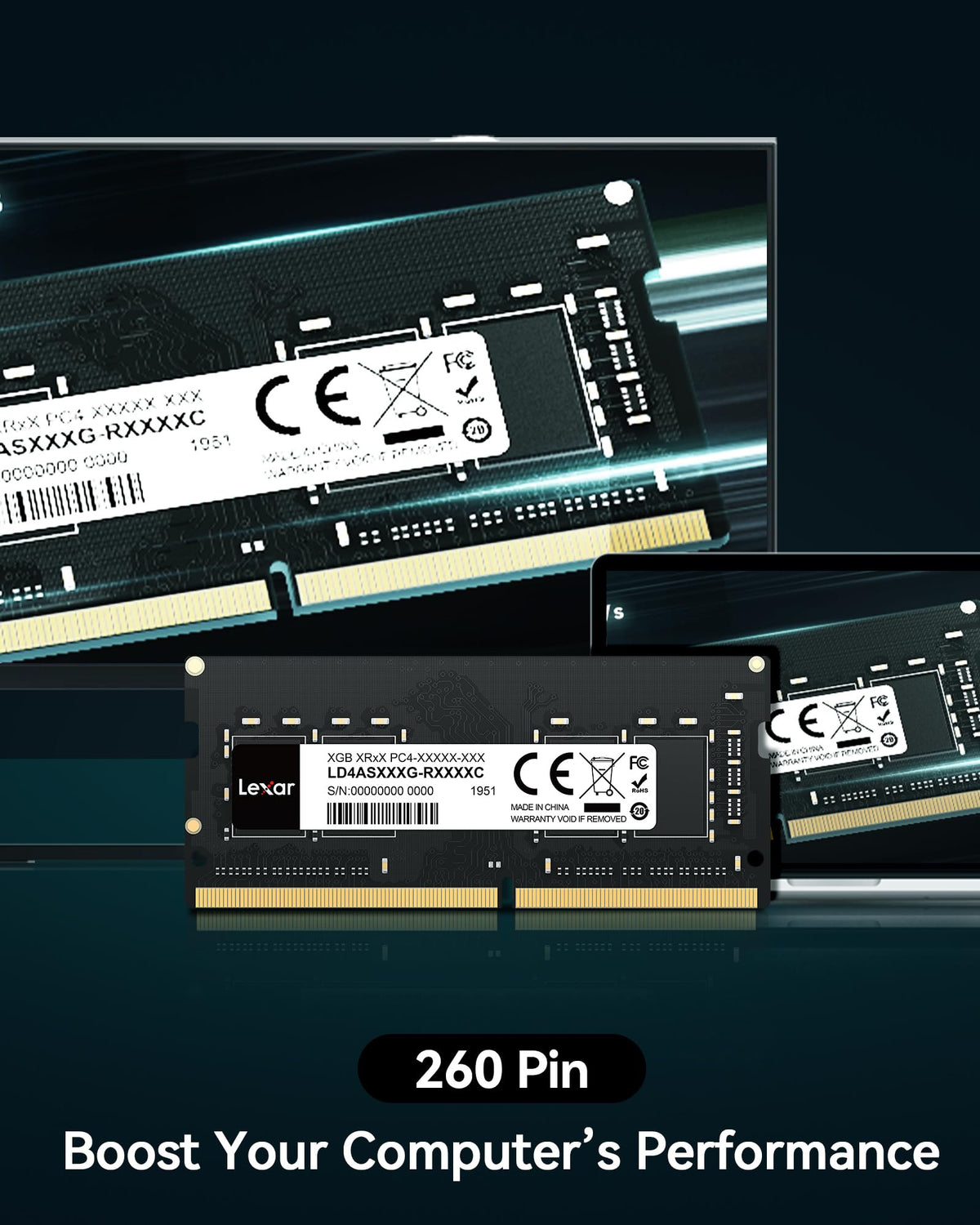 Lexar SODIMM DDR4 RAM 32GB, 3200MHz DRAM, 260-Pin DDR4 SODIMM Laptop Memory, High Performance SO-DIMM, PC Laptop Computer Memory - LD4AS032G-B3200ASST