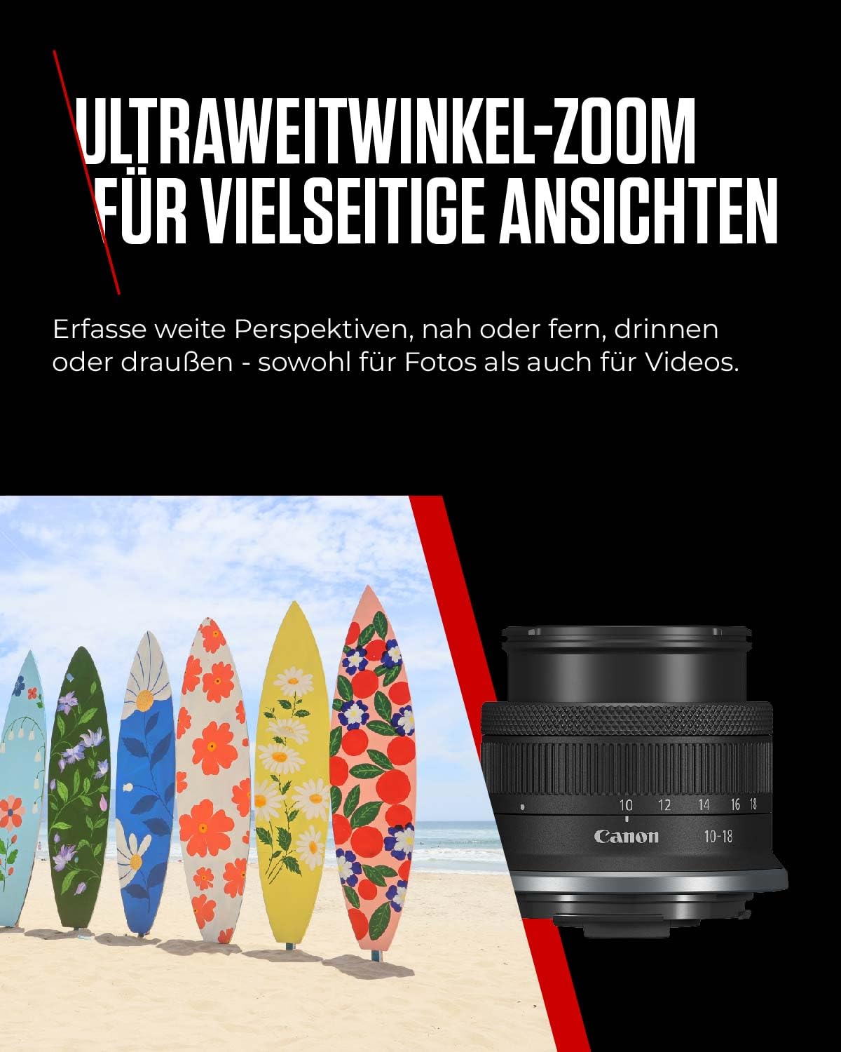 Canon RF-S Lens 10-18mm F4.5-6.3 IS STM – Ultra Wide Angle Zoom Lens with 4-Stop Stabilizer for Travel & Vlogging | Compatible with EOS R System - 6262C005