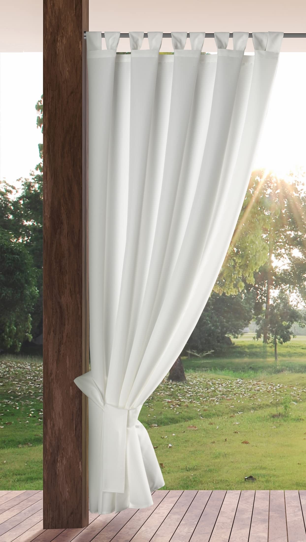 Eurofirany Garden Outdoor Curtain with Velcro Loops, 1 Piece, Opaque & Weatherproof, UV Protection, for Balcony Patio Pergola Gazebo, H200 x W155 cm, White - ZAS/GARDEN