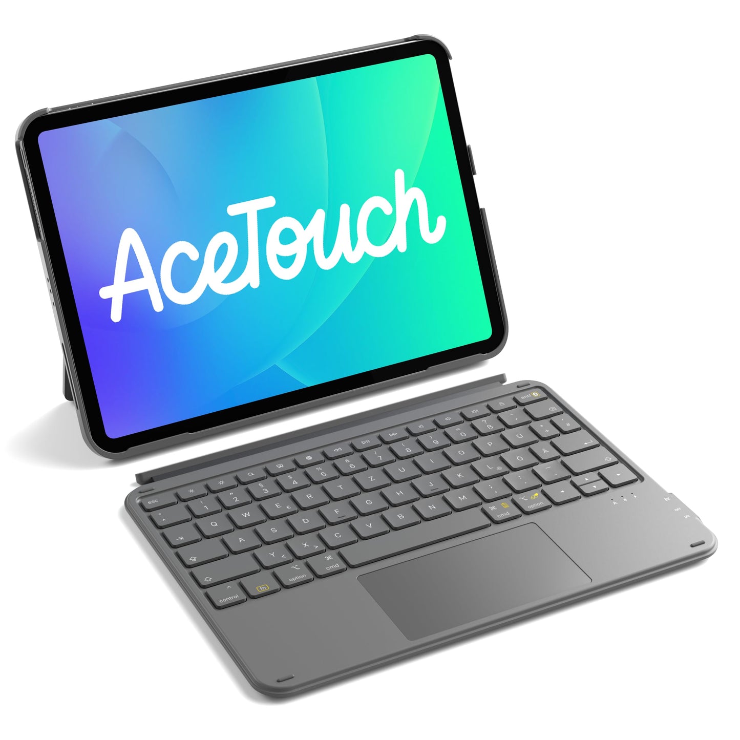 Inateck case with keyboard, ultralight for iPad 11 (A16 2025)/10 Gen, iPad Air 11" M4/M3/M2 (2026/2025/2024), Air 5/4, Pro 11 4/3/2/1, removable, with touchpad, QWERTZ, AceTouch KB04122 - KB04122-G-DE