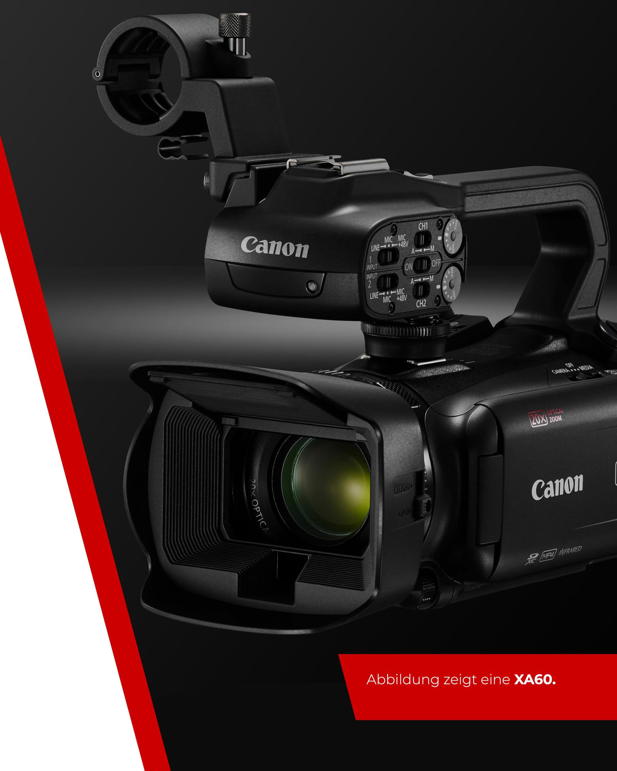 Canon XA60 Professional 4K Camcorder, 20x Optical Zoom, CMOS Sensor