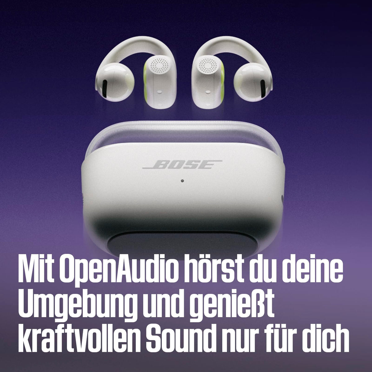 Bose Sport Open Earbuds – căști wireless, cu prindere, încărcare USB-C, până la 22 de ore de redare, rezistente la transpirație, IP54, potrivite pentru antrenamente, microfoane pentru apeluri clare, alb fumuriu - 901149-0020