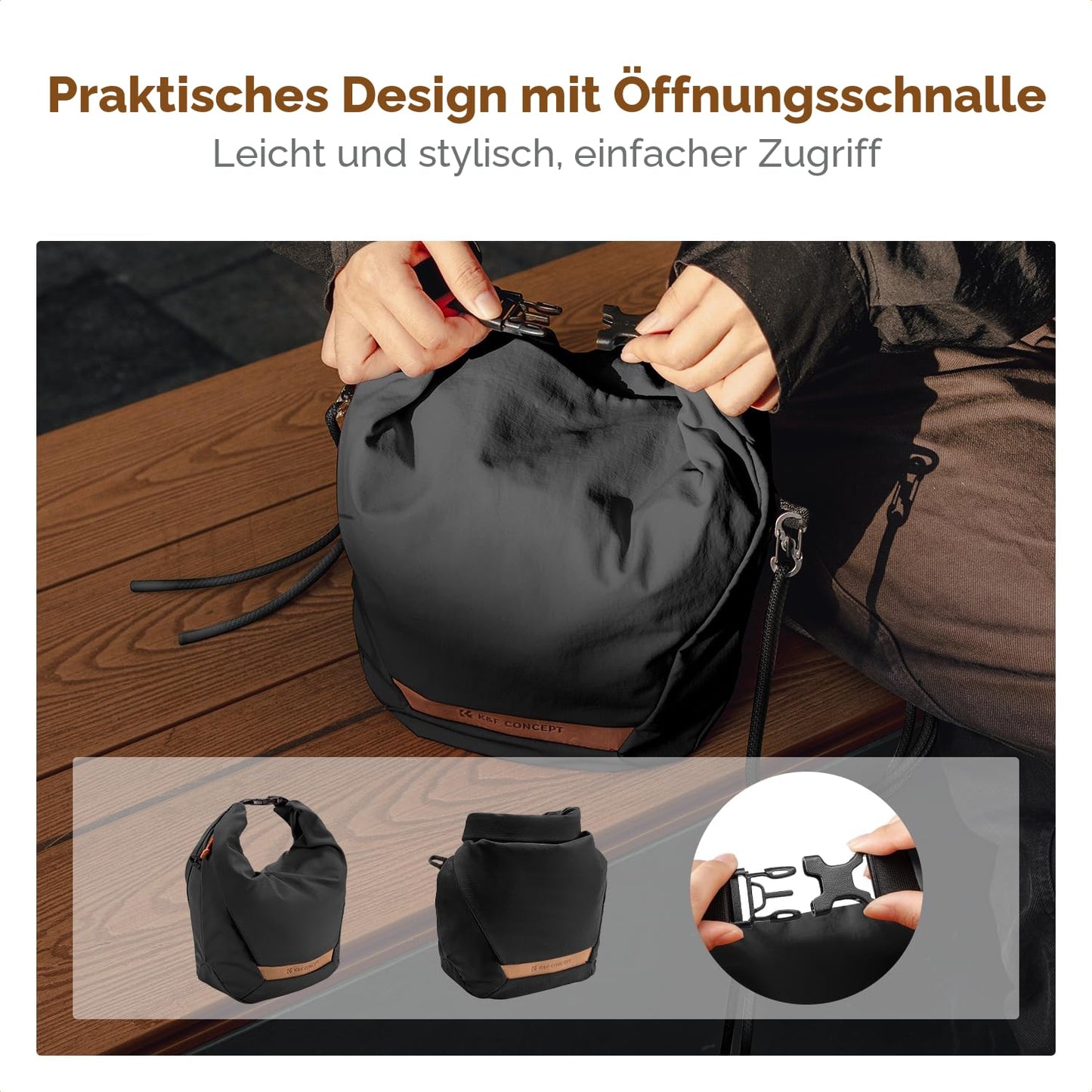 K&F CONCEPT Camera Bag, Fashionable Shoulder Bag, Portable Lightweight Camera Bag, Suitable for Small Liner Bag with Mirrorless Camera, Black - KF13.168V2