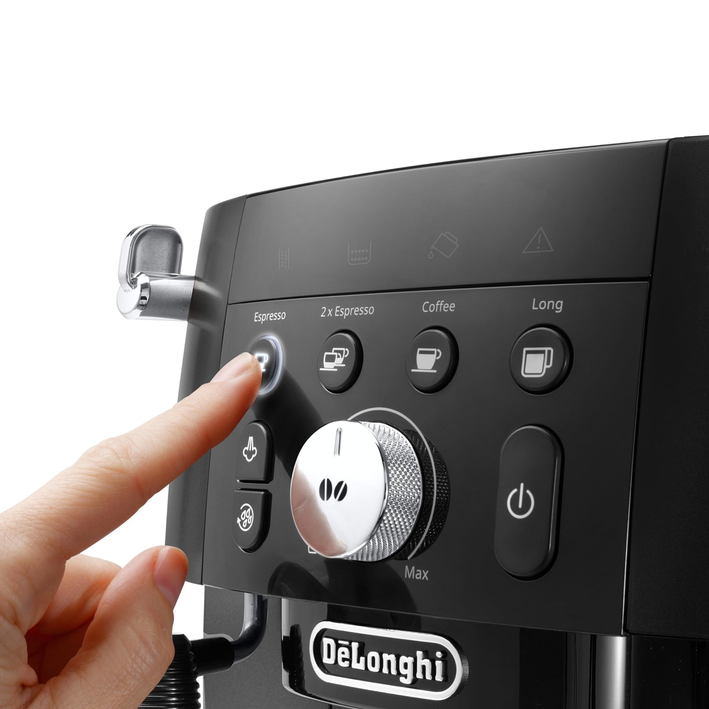 De'Longhi Magnifica S Smart ECAM 230.13.B fully automatic coffee machine with milk frothing nozzle for cappuccino, espresso, coffee and long coffee direct selection buttons and rotary control, 2-cup function, black