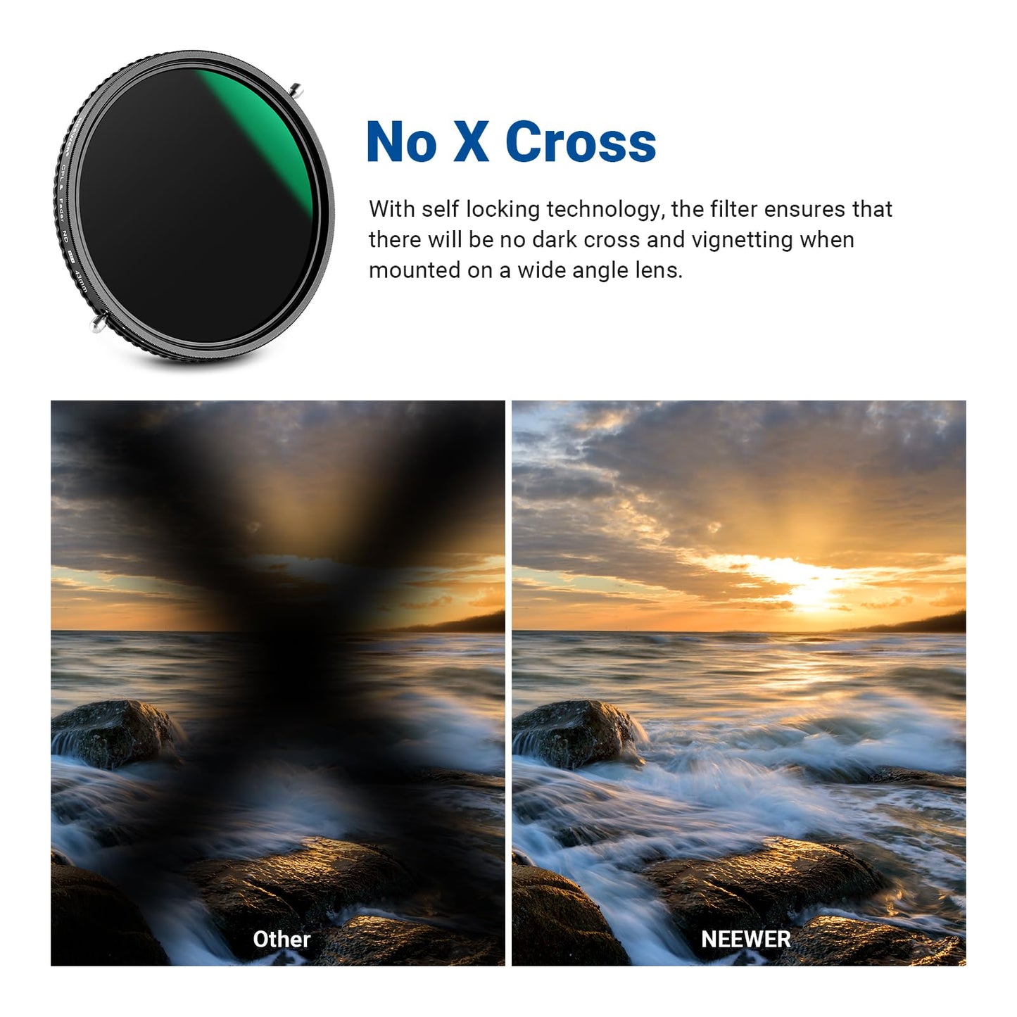 NEEWER 2 in 1 43mm Variable ND Filter ND2-ND32&CPL (Circular Polarizing Filter) No X Cross Variable Gray Filter HD Optical Glass 30 Layer Nano Coated Water-Repellent Scratch-Resistant - 10102082