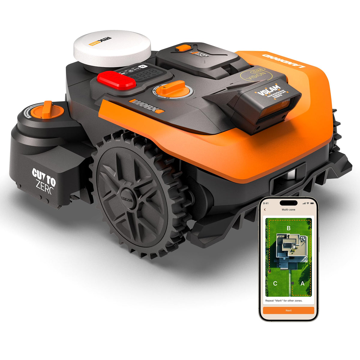 Worx Vision Cloud WR318E, 2WD Robotic Mower without Boundary Wire, 1800 m²