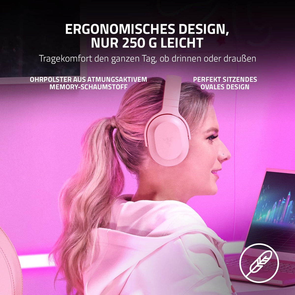 Razer Barracuda X - Headset wireless multiplatformă pentru gaming și dispozitive mobile (SmartSwitch Dual Wireless, TriForce 40mm, microfon cu caracteristică cardioidă, 50h autonomie, USB-C) Quartz Pink - RZ04-04430300-R3M1