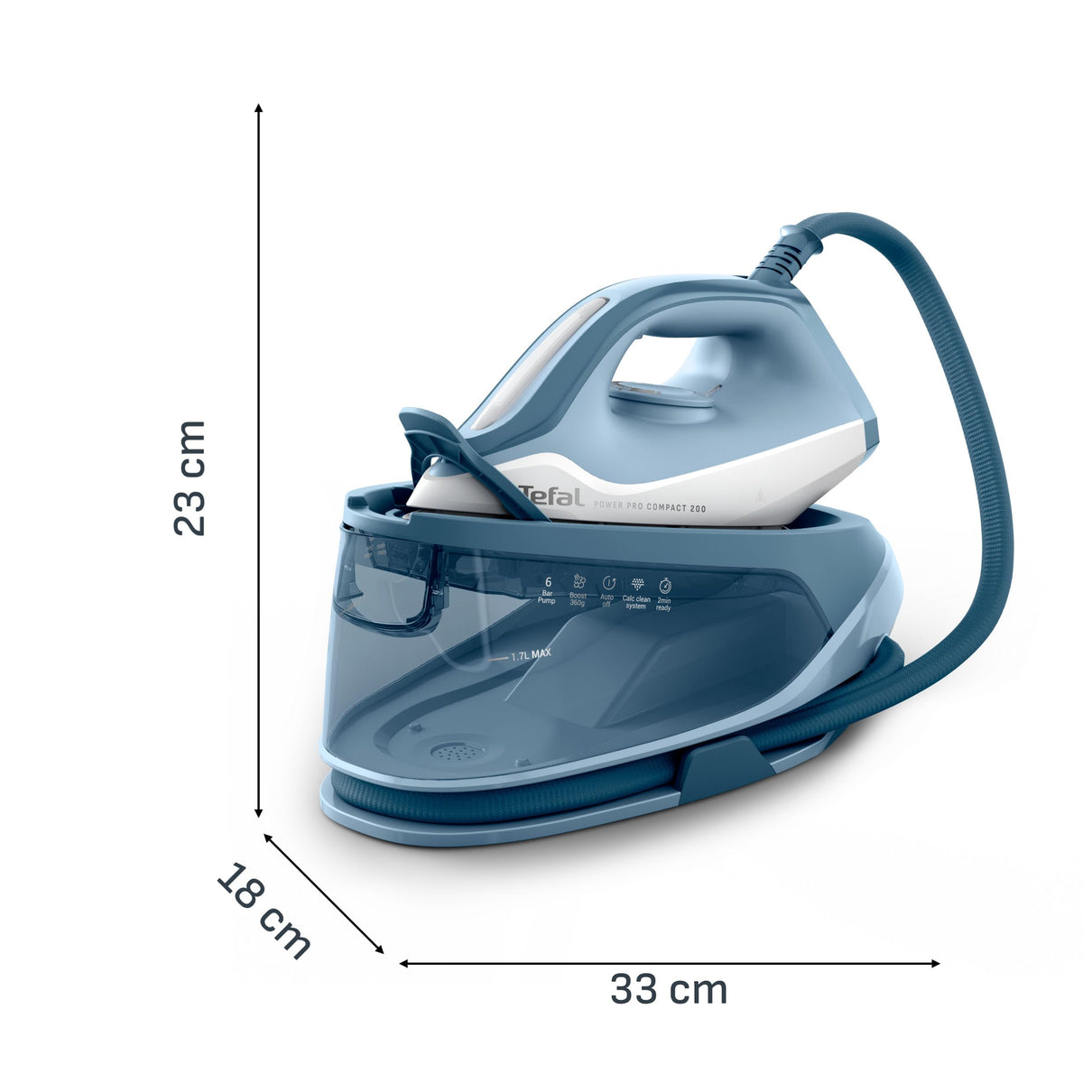 Tefal Power Pro Compact 200 Stație de călcat cu aburi, 2400 W, ușoară și compactă - SV6210E0