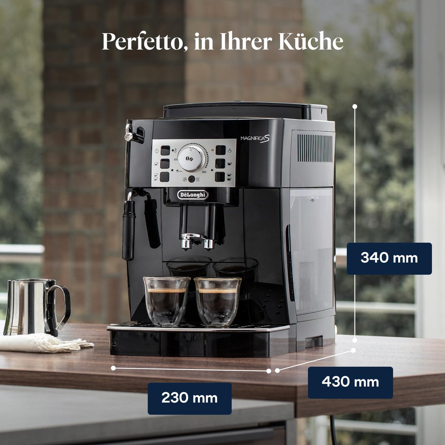 De’Longhi Magnifica S - Perfetto fully automatic coffee machine with classic milk frother, espresso and cappuccino coffee machine, control panel with buttons, black (ECAM22.110.B)