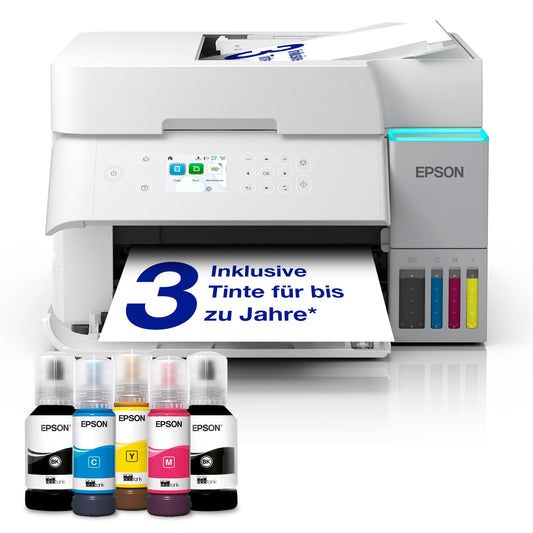 Epson EcoTank ET-3956 ink tank printer | for the home office | WiFi | A4 | Duplex printing, copying, scanning | 6.1 cm LCD display | 30-sheet ADF| Includes ink for up to 3 years