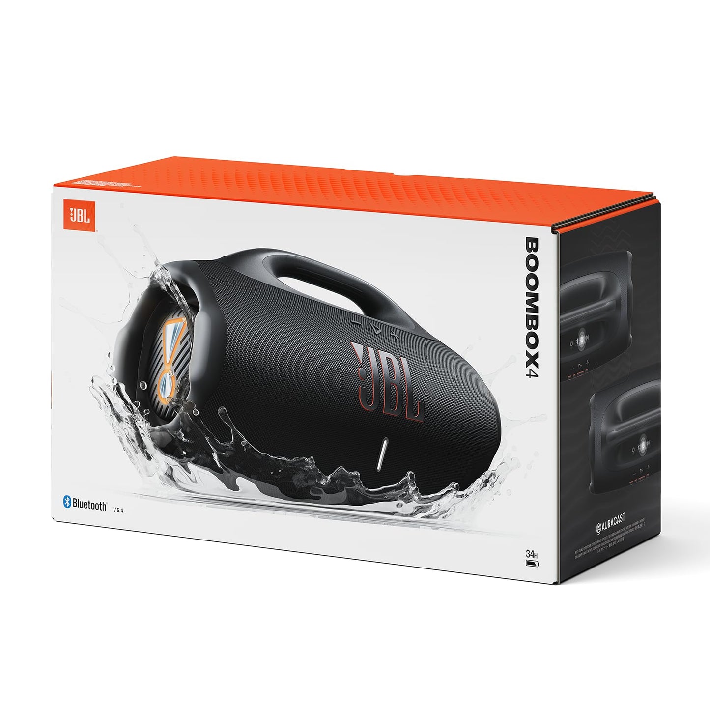 JBL Boombox 4 Portable Bluetooth Speaker, JBL Pro Sound with AI Sound Boost, IP68 Waterproof and Dustproof, Up to 34h Playback, Auracast Multi-Speaker, 2 Bass Boost Modes, Black - JBLBOOMBOX4BLKEP