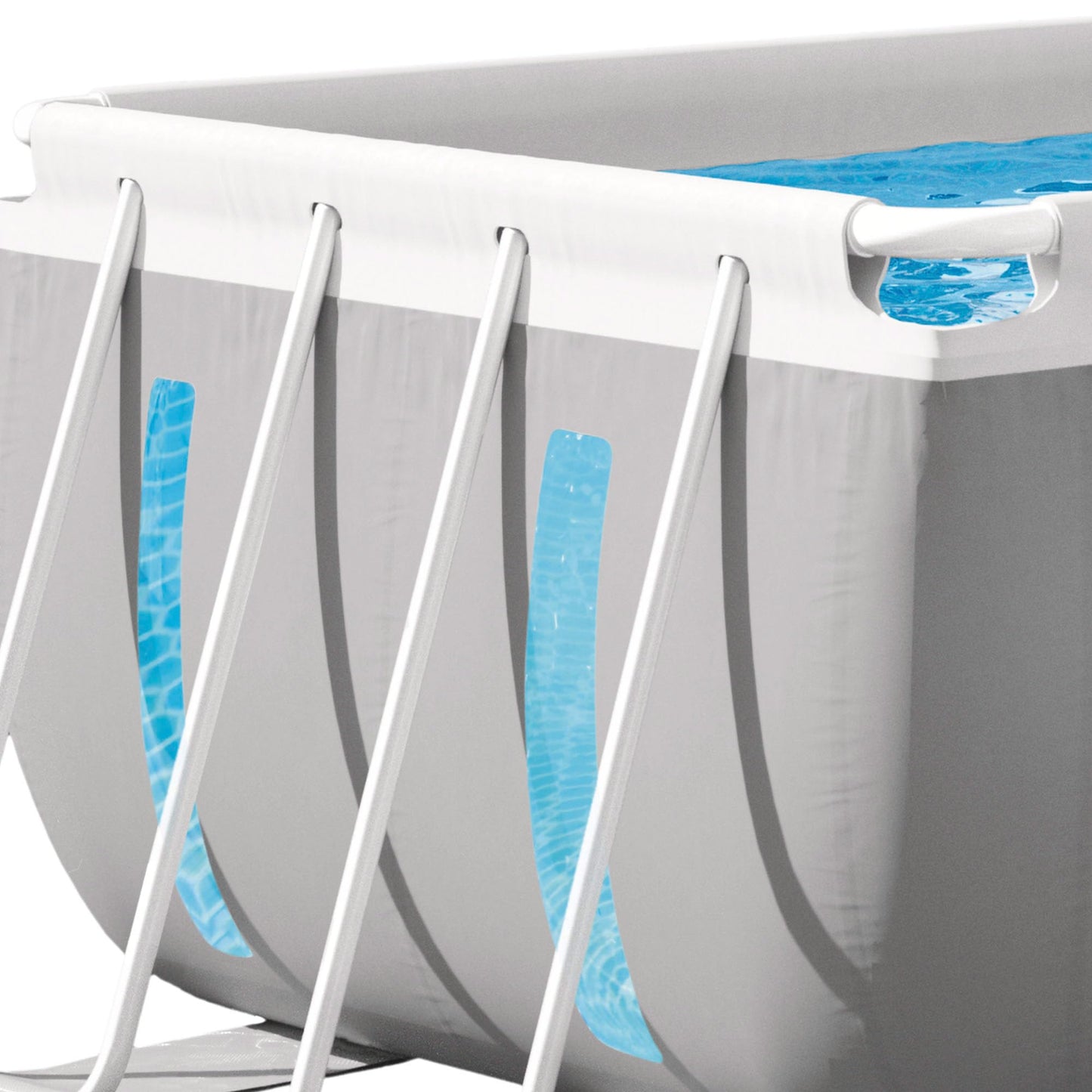 Intex 26770NP – Piscina Fuori Terra Prisma Frame Clearview Rettangolare, Pompa Filtro 2006 L/h, Scaletta, Telo Base e Copertura, 8418 L, Acciaio e PVC, Grigio, 400x200x122 cm