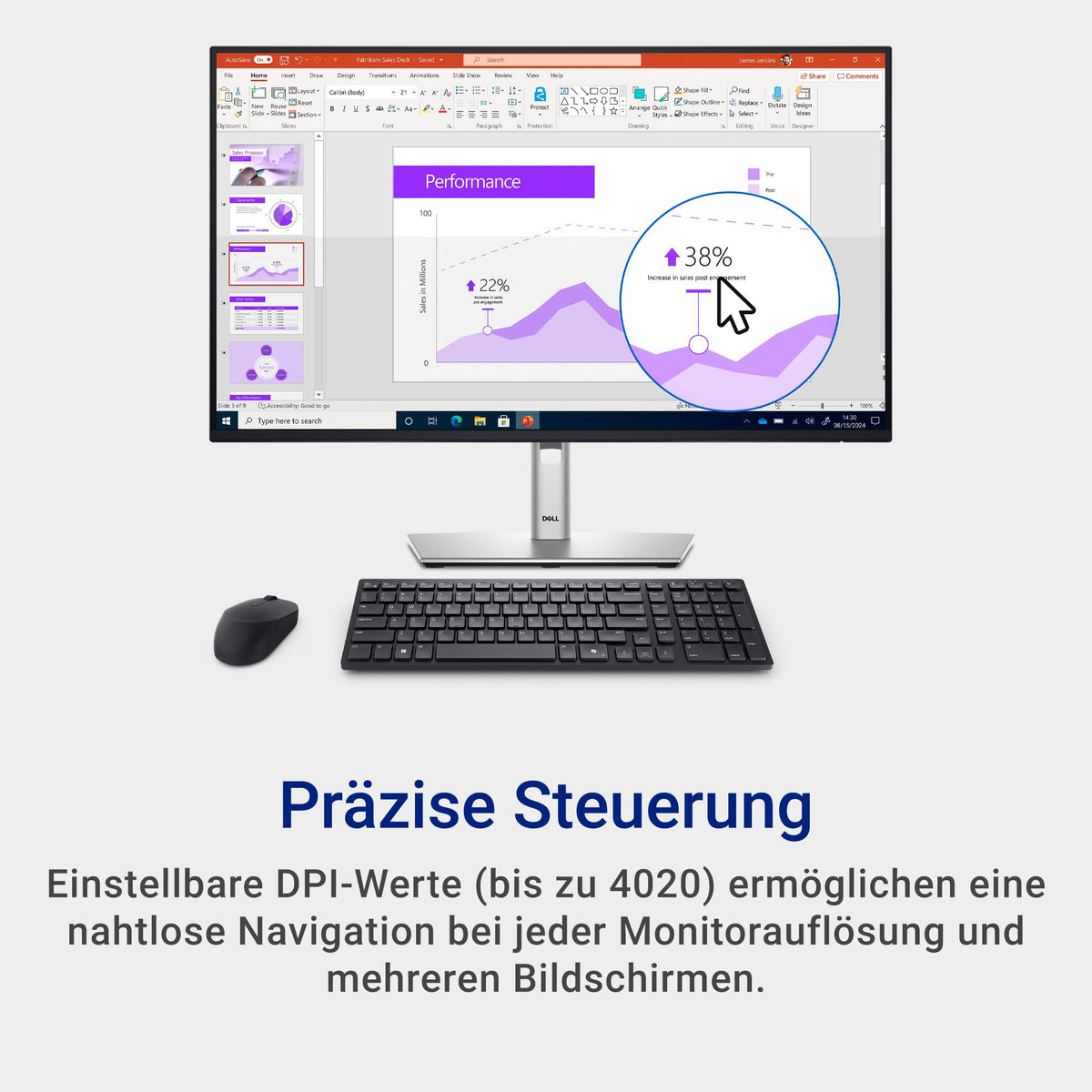 Dell 1761 Tastatur și mouse, compact și silențios, dongle RF sau Bluetooth - KM555