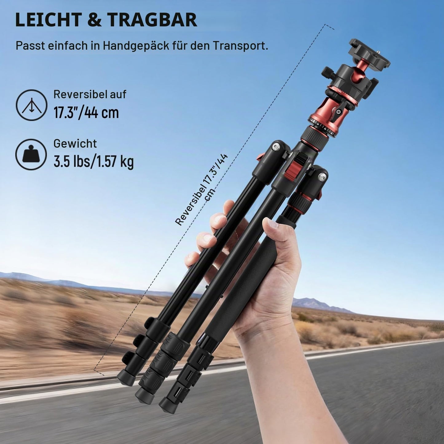 NEEWER Basics 70.9" camera tripod monopod with center column/ball head - TP16