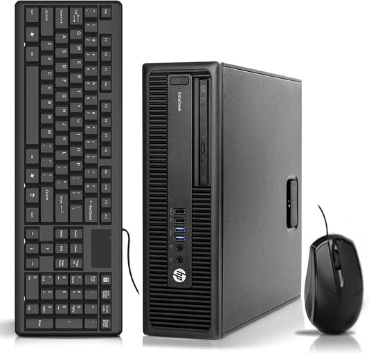 HP EliteDesk 800 G2 SFF Desktop PC, Intel Core i5-6500, 8 GB RAM, 256 GB SSD, US keyboard, WiFi, Bluetooth, Windows 11 Pro (refurbished)