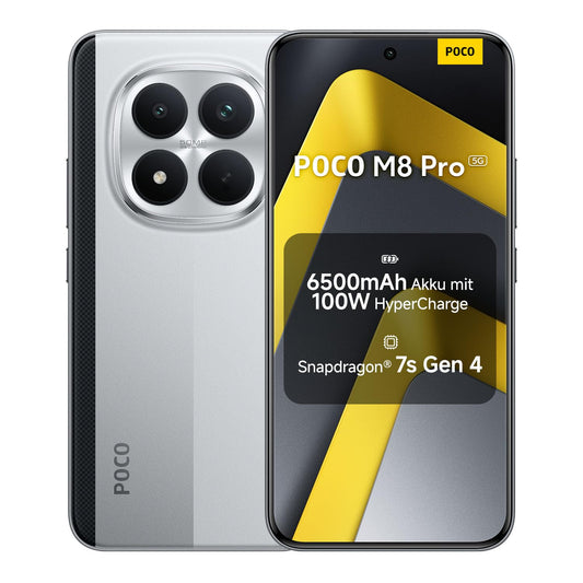 XIAOMI Poco M8 Pro 5G Smartphone, 12 GB RAM + 512 GB Storage, Mobile Phone with Android, 6.83" 1.5K CrystalRes AMOLED, 50 MP Light Fusion 800 with OIS, IP68, Silver, 2 Year Warranty - MZB0NFYEU