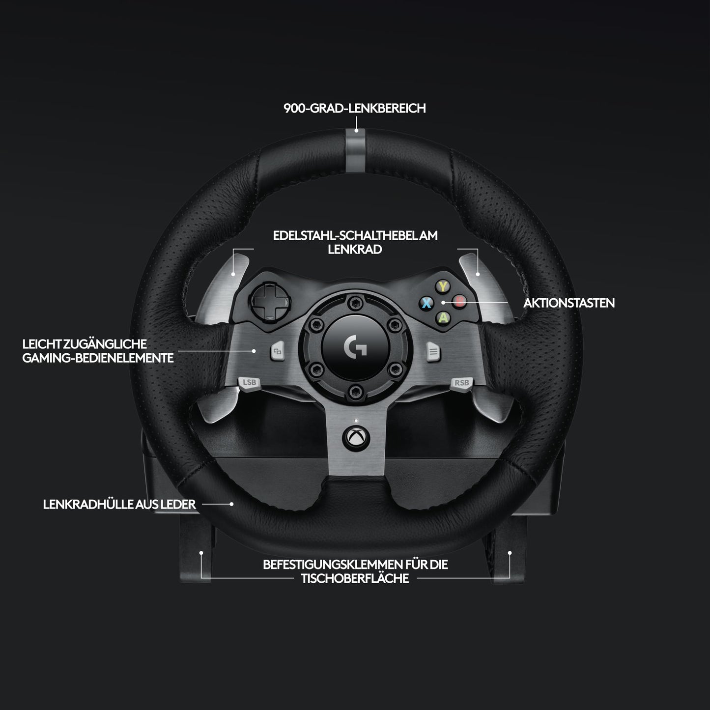Logitech G G920 Driving Force Racing Wheel and Floor Pedals + Forza Horizon 6 (Disc) for Xbox Series X - Black - 941-000112