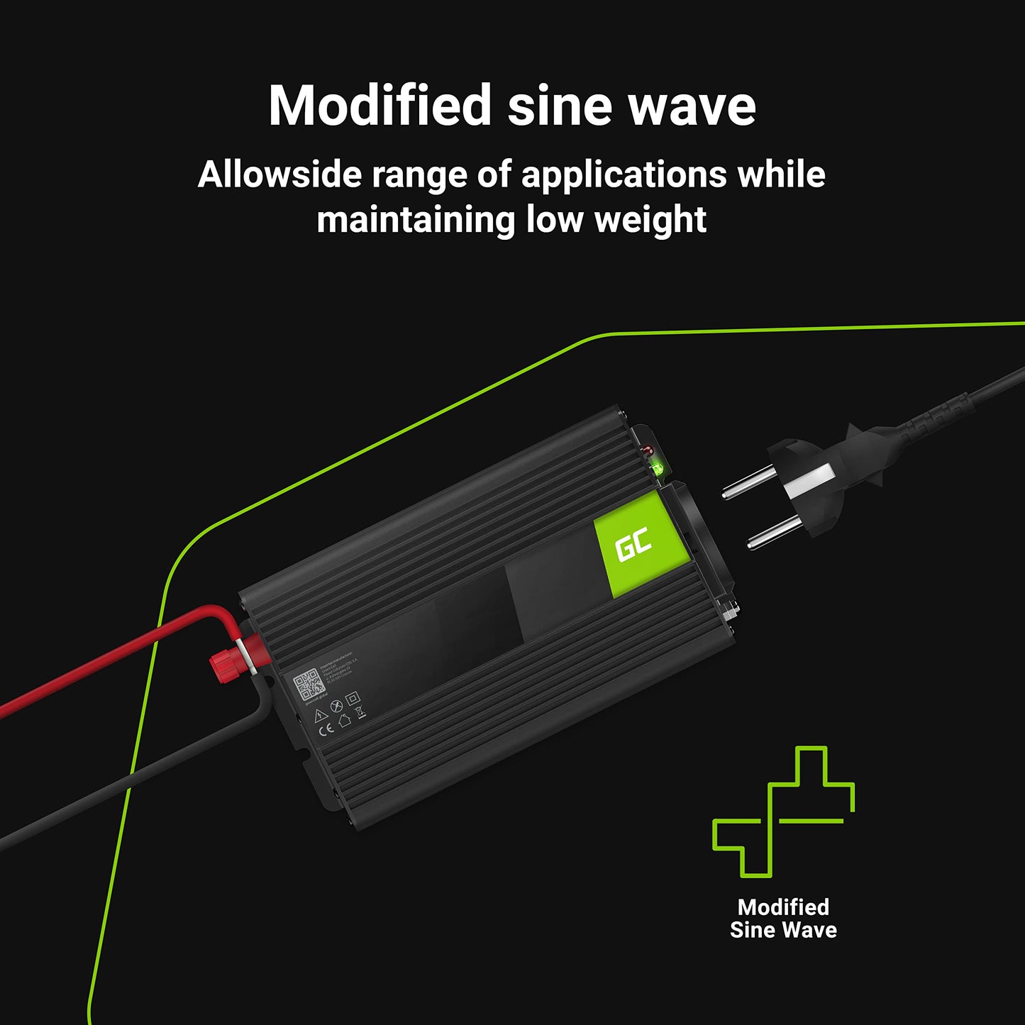 Green Cell® 300W/600W 12V to 230V Sine Wave Volt Car Voltage Converter Inverter Power Solar Inverter DC AC Converter Current Converter Caravan Car Modified Sine Cigarette Lighter Socket - INV01DE