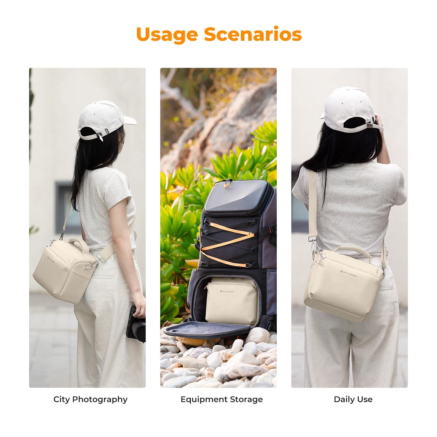 K&F CONCEPT Camera Backpack Camera Bag, SLR Bags Shoulder Bag, Camera Bag Liner Bag, Photo Bag for Photographers Suitable for Daily Use (Beige) - JPKF13.179V3US