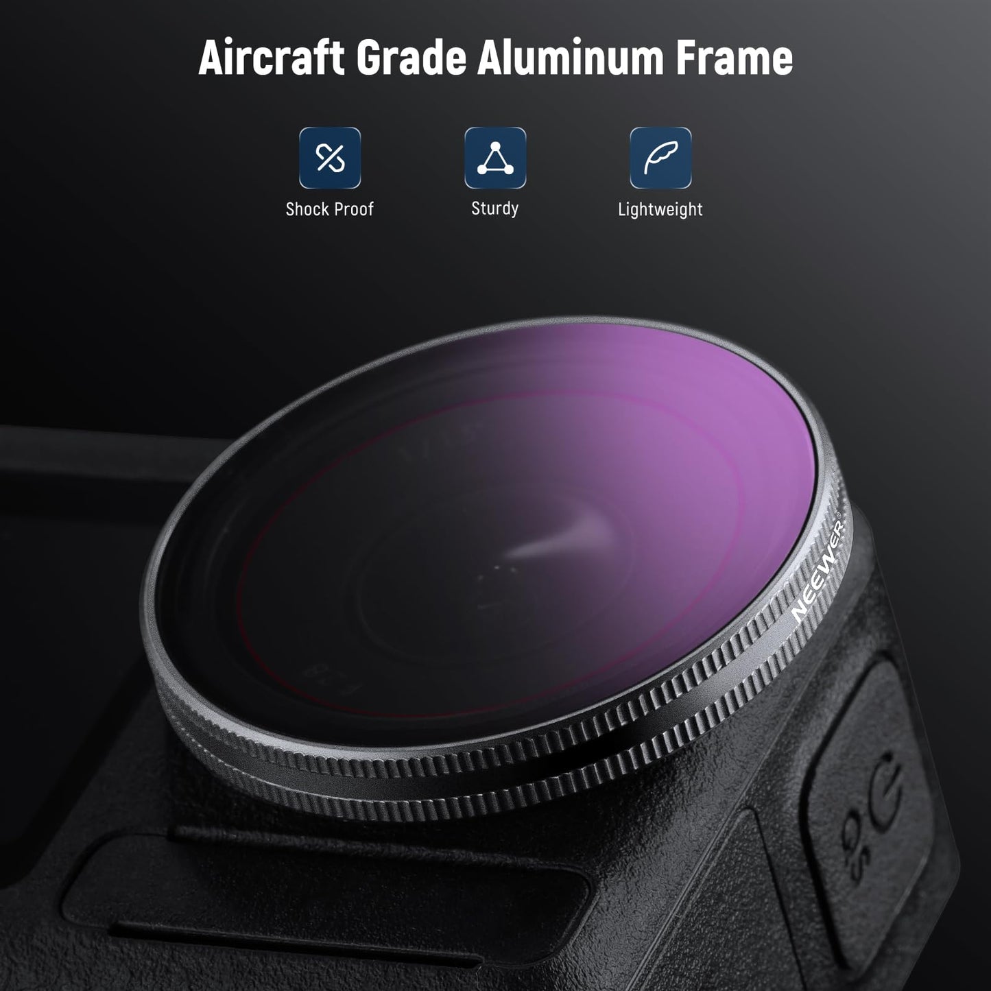 NEEWER ND filter set compatible with DJI Osmo Action 3/4/5 Pro, pack of 6 ND8+ND16+ND32+ND64+ND1000+CPL gray filter action camera accessories, multi-coated optical HD glass, FL-A78