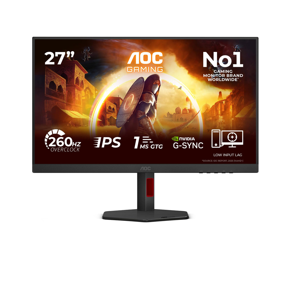AOC 27G4ZR 27-inch FHD Gaming Monitor, 260Hz, Fast IPS Panel, 1ms GtG, HDR10, G-Sync Compatible, Height Adjustable, (1920x1080 HDMI 2X 2.0 DP 1x 1.4) Black