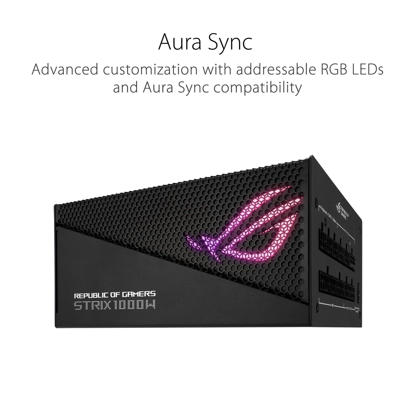 ASUS ROG Strix 1000W Gold Aura Edition RGB power supply (1000 watts, Aura Sync RGB lighting, 80+ Gold certification, Axial-Tech fan, ATX 3.0 compatible, PCIe 5.0 Ready) - 90YE00P1-B0NA00