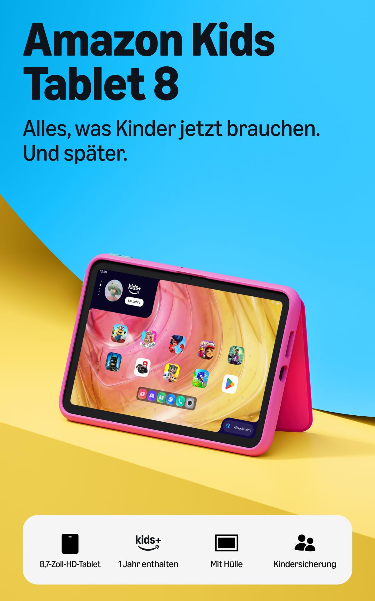 Amazon Kids Tablet 8 (latest generation), suitable for ages 6 and up, 8.7-inch HD display, all-day battery life, 1 year of Kids+ with videos, apps, games, and books, including a slim case (Barbie Club 59) - RL3YT5