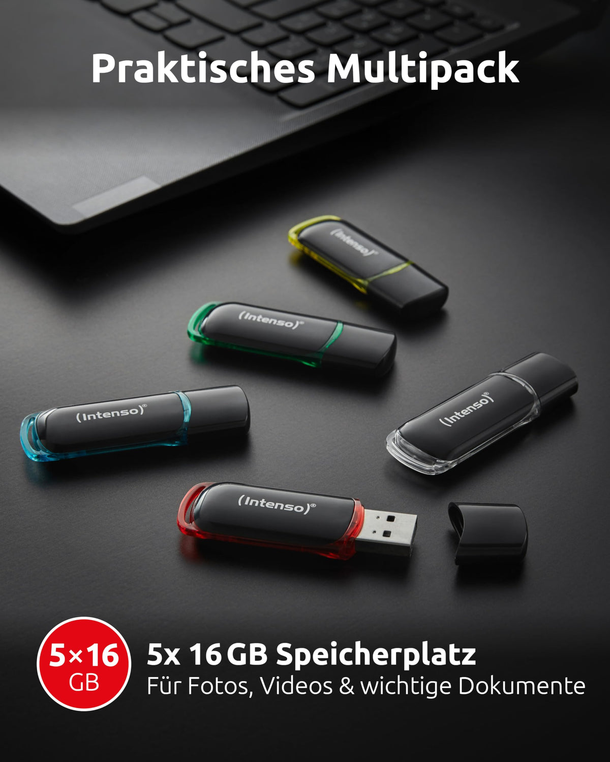 Intenso USB Stick Business Line Multipack 16GB 5-Pack – USB 2.0 High Speed USB-A Flash Drive – up to 28 MB/s – compatible with Windows & Mac - 3511575