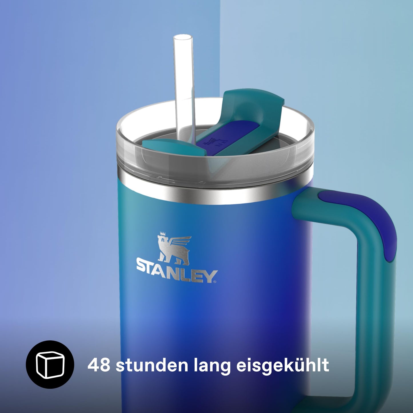 STANLEY 1913 Quencher H2.0 Flowstate Drinking Bottle with Straw 1.2L - Thermo Mug Cools for 11 Hours - 48 Hours Ice Cooled - Thermos Bottle BPA Free - Stainless Steel Drinking Cup - Sea Glass Aura - 10-10825-0499