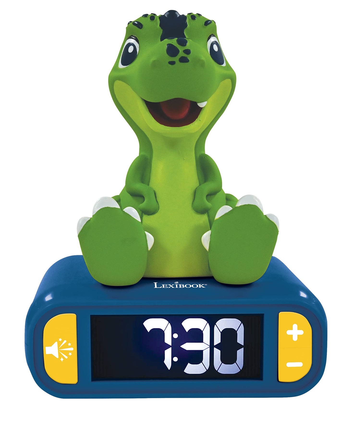 Lexibook, Dinosaur, Night Light Alarm Clock, Sounds and Melodies, LCD Backlight, Light Indicator, Snooze, Blue/Green, RL800DINO