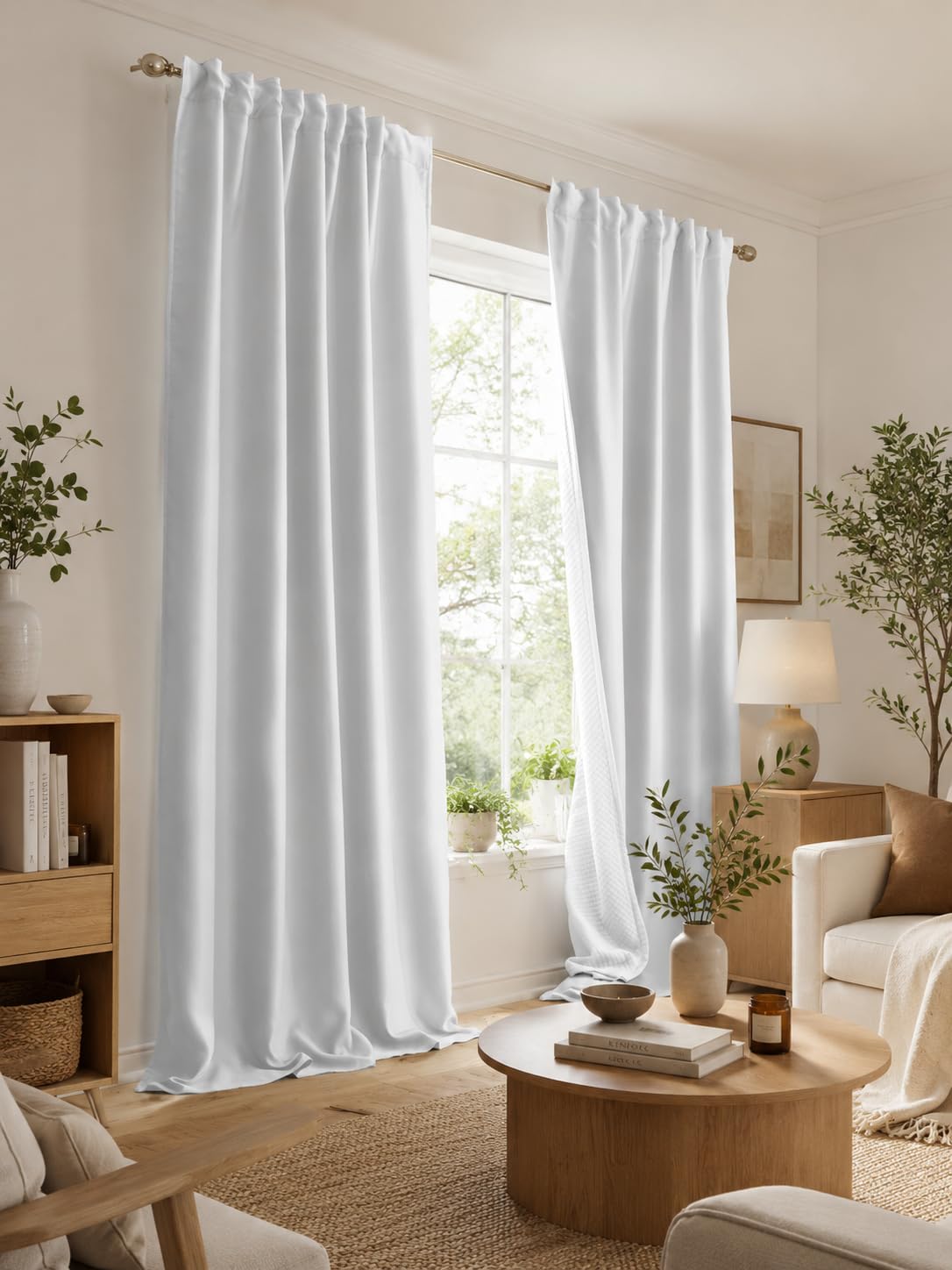 HOMEbasics | Acoustic curtain Uni | ACUSTICO | Noise, heat, cold and draft protection + darkening | off-white/light gray | 245x135cm - 085970-1009