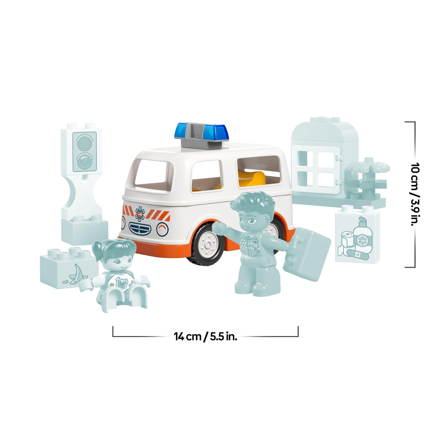 LEGO DUPLO ambulance with driver - educational toy for toddlers aged 2 and up - Montessori toy for role play - ambulance toy with car, house, 2 figures - gift for children 10447