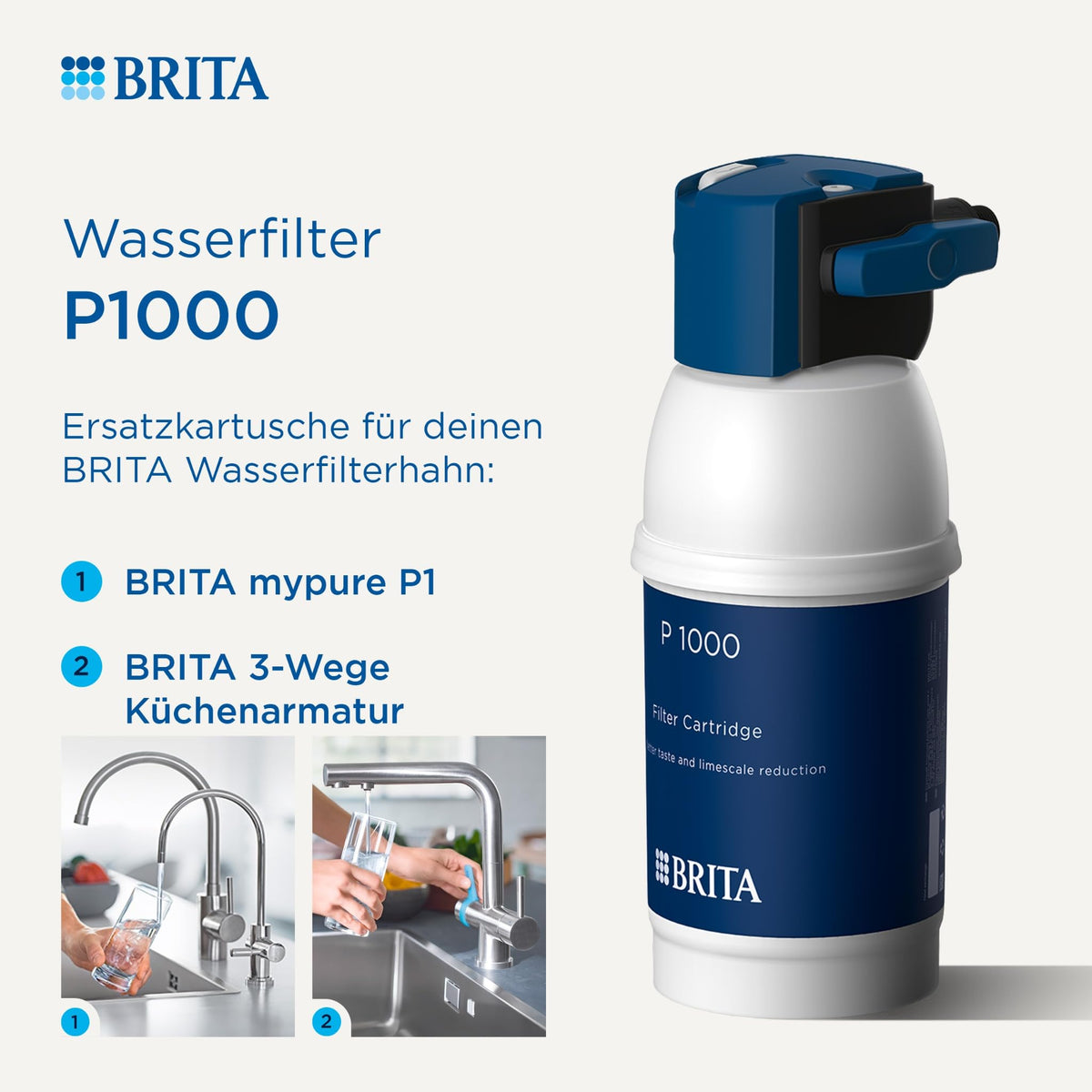 BRITA Filter cartridge P1000 for BRITA faucets with lime filter, 1-pack - 1004263