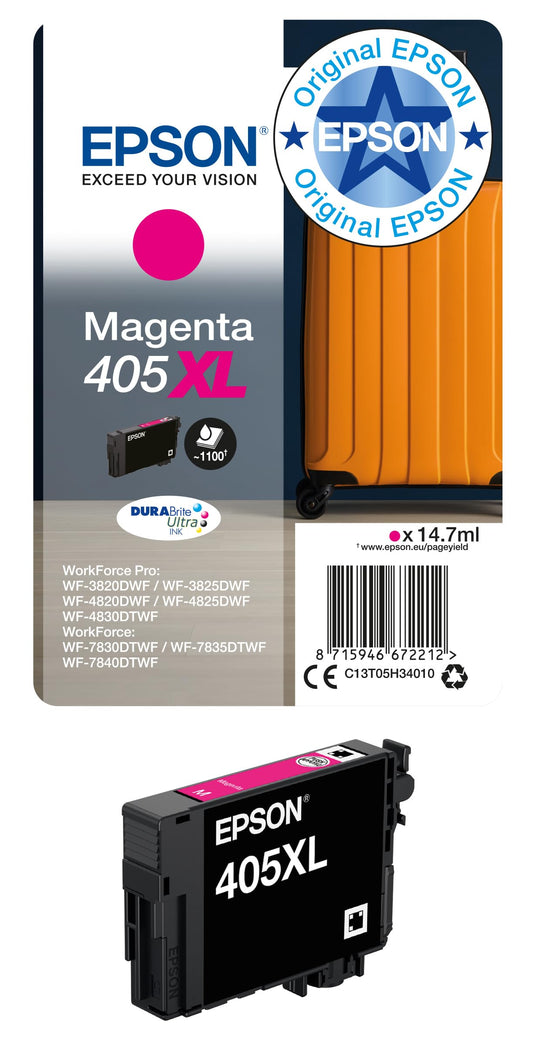 Epson Original 405XL Ink Suitcase Single Pack Magenta XL EPST05H34010 / C13T05H34010