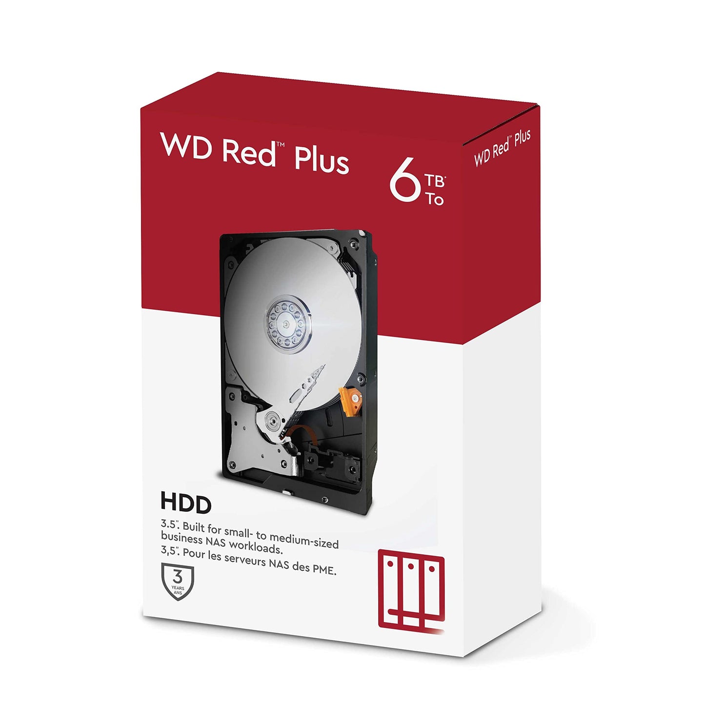 WD Red Plus 6TB NAS 3.5" Internal Hard Drive - 5400 RPM Class, SATA 6Gb/s, CMR, 256MB Cache - WD60EFPX