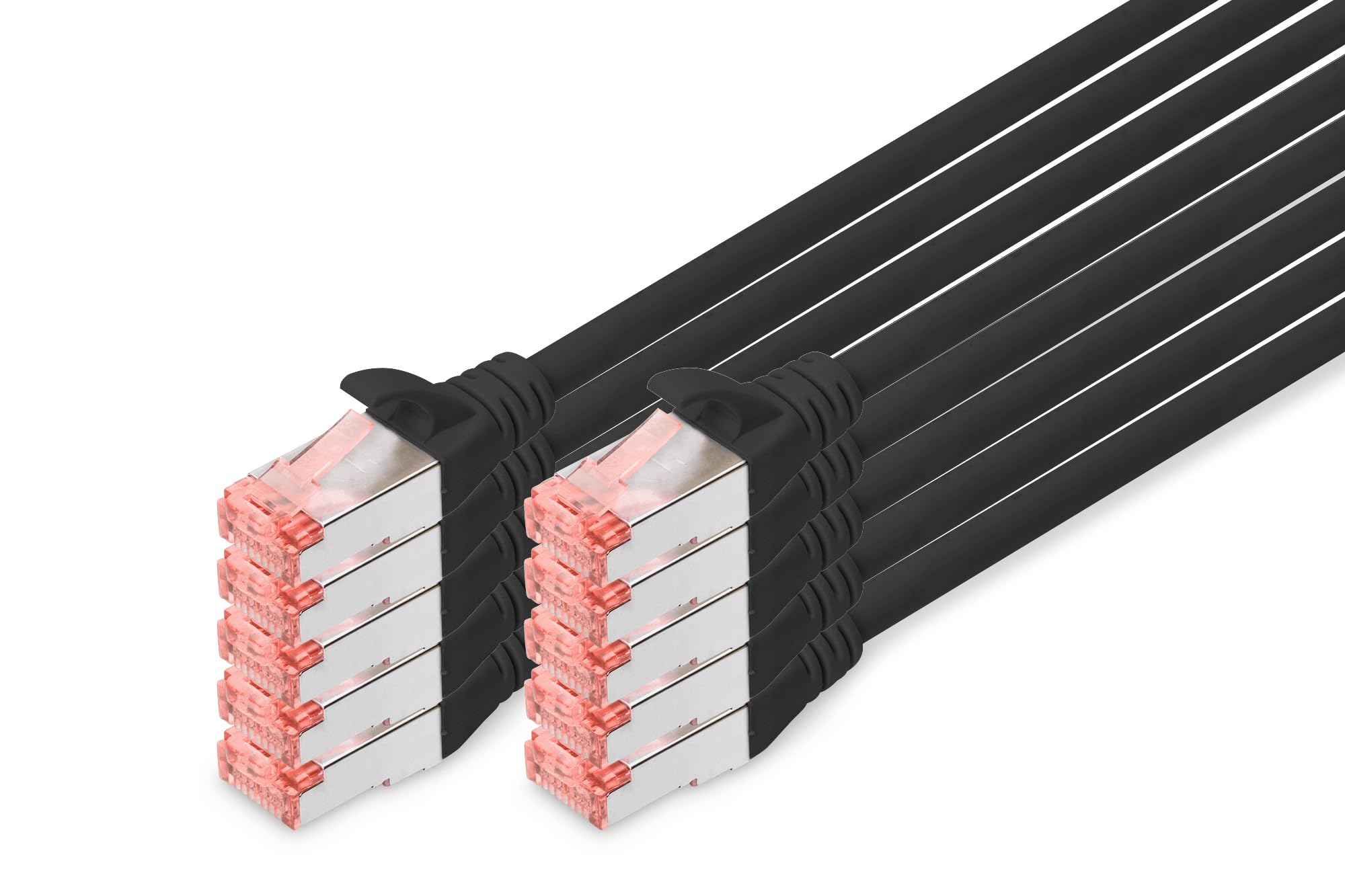 DIGITUS LAN cable Cat 6 – 2 m – 10 pieces – S/FTP shielded – black - DK-1644-020-BL-10