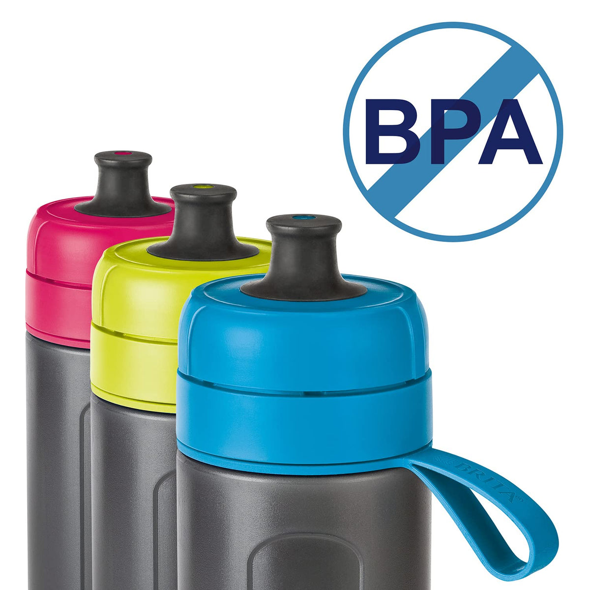 BRITA Sticlă de filtrare a apei albastră (600ml) / Sticlă de băut practică cu filtru de apă pentru deplasare din plastic fără BPA / Filtrează în timpul băutului / Potrivită pentru mașina de spălat vase - S1200
