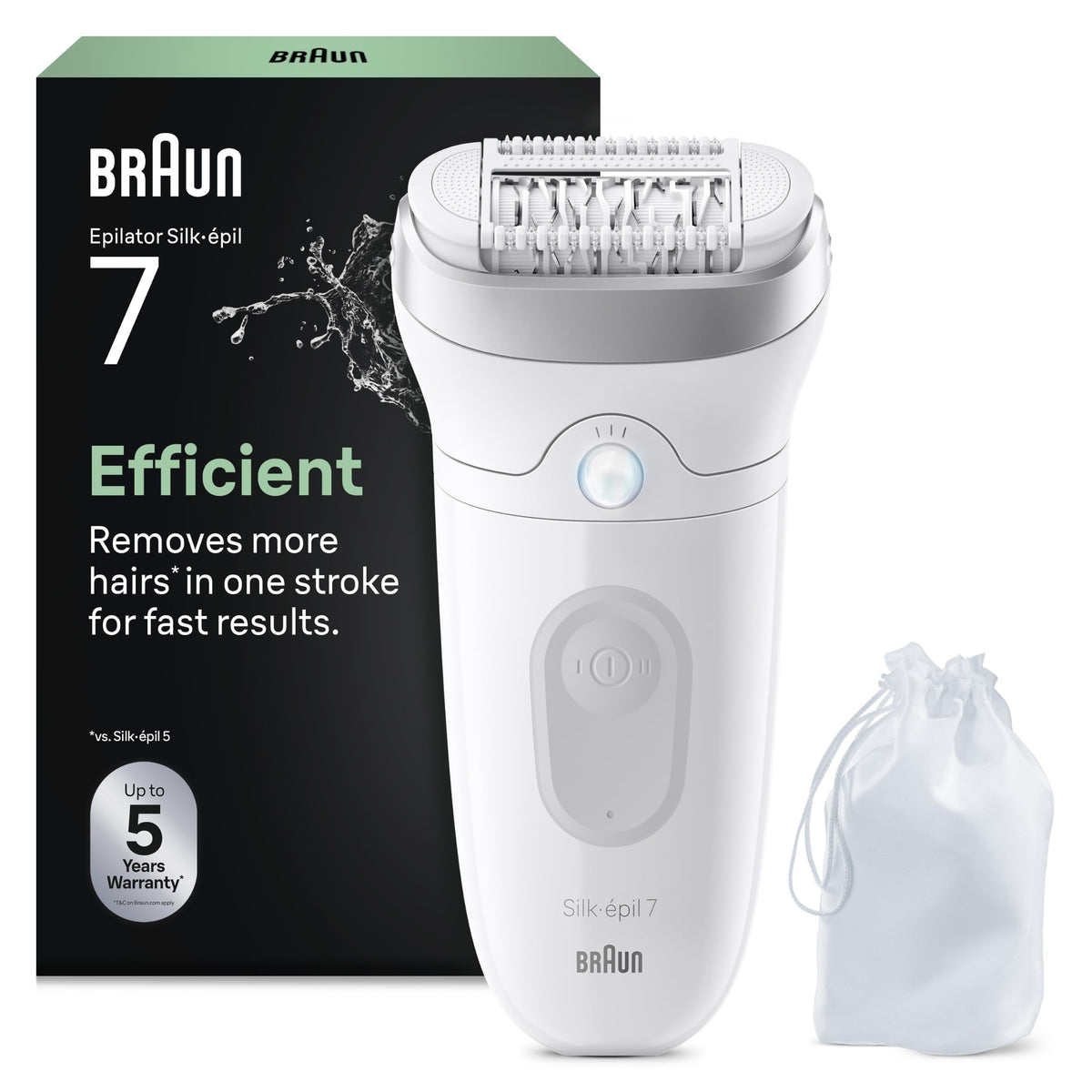 Braun Epilator pentru femei Silk·épil 7, Ladyshaver, 7-002, Argintiu