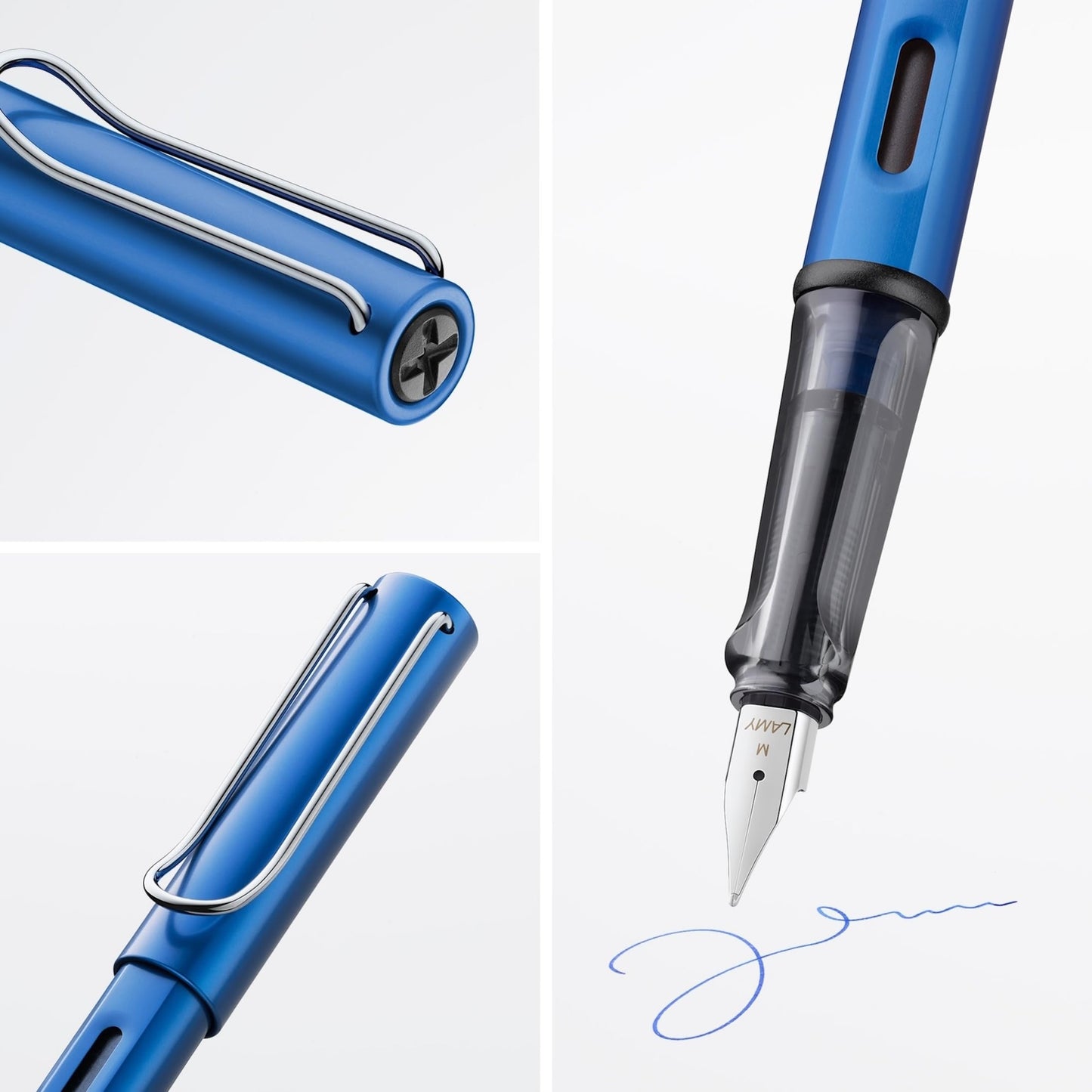 Lamy AL-star oceanblue fountain pen with polished steel nib in line width M - 28M-MX