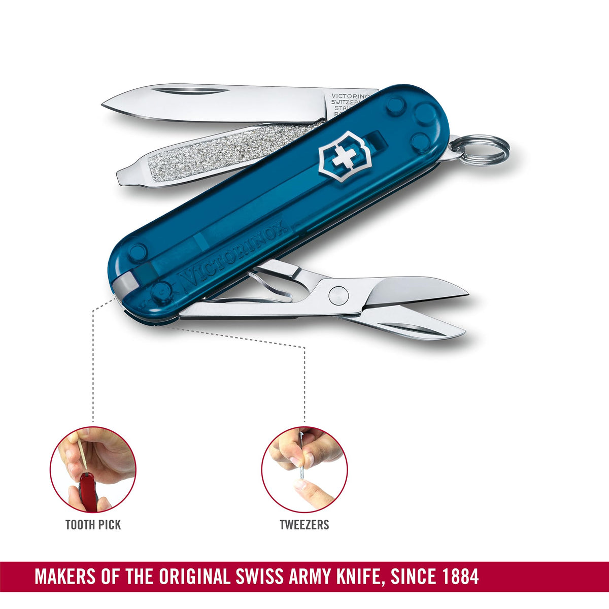 Victorinox Swiss Army Knife Classic SD Multitool, 7 Functions, Red - 0.6223.T61G
