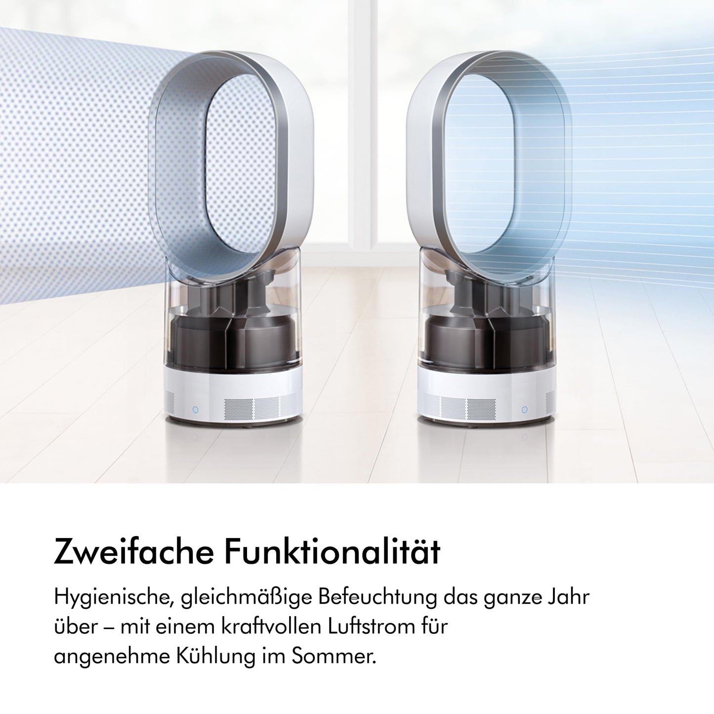 Dyson AM10 Humidifier and Fan, Ultra Fine Cold Air Humidification, Automatic Humidity Control, White/Silver